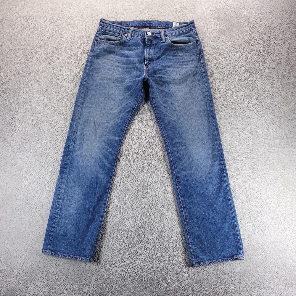 Levis 504 Jeans Mens 32x30 Blue Regular Straight Stretch White Oak Cone Denim